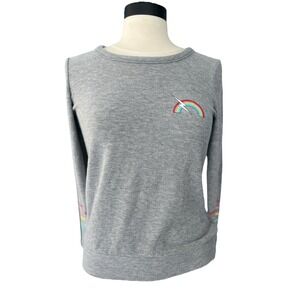 Chaser Rainbow Bolt Graphic Gray Lightweight‎ Sweatshirt  XS Retro 80s Kidcore